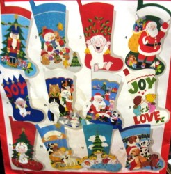 957 12 IRON ON TRANSFER EMBELLISH 15'' STOCKING TREASURES PATTERN